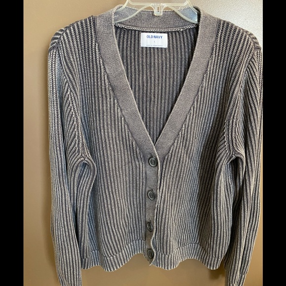 Old Navy Sweaters - Old Navy distressed gray cotton cardigan L